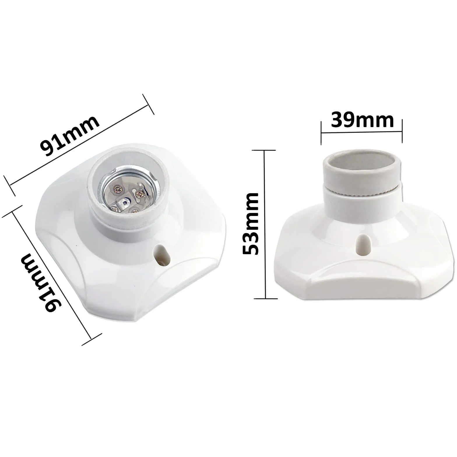 Gniazdo Sufitowe E27 220-240V LED Biały Plastik Zestaw 6 Szt