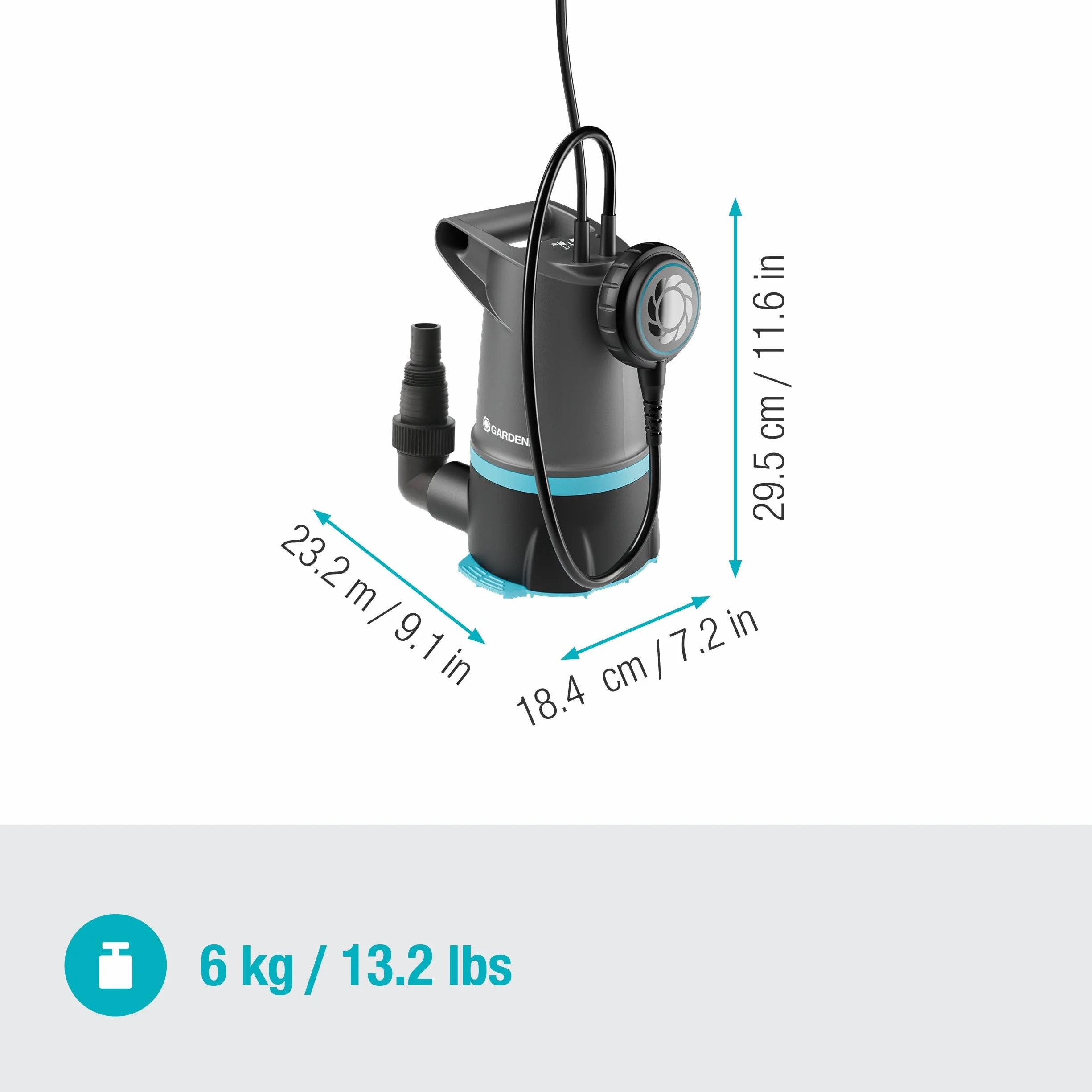 Gardena 20000 BASIC pompa głębinowa 2 w 1, 20 000 l/h, przełącznik pływakowy