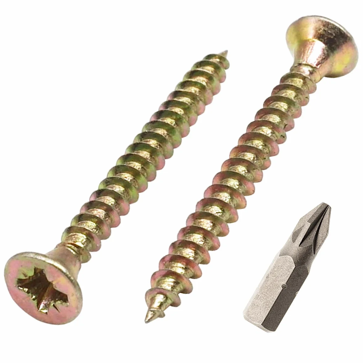 (50 szt.) Żółta stal ocynkowana 3,5 x 40 mm śruby do drewna, śruby do płyt wiórowych, uniwersalna śruba z wkrętem poziomowym, łeb stożkowy (50, 3,5 x 40 mm)