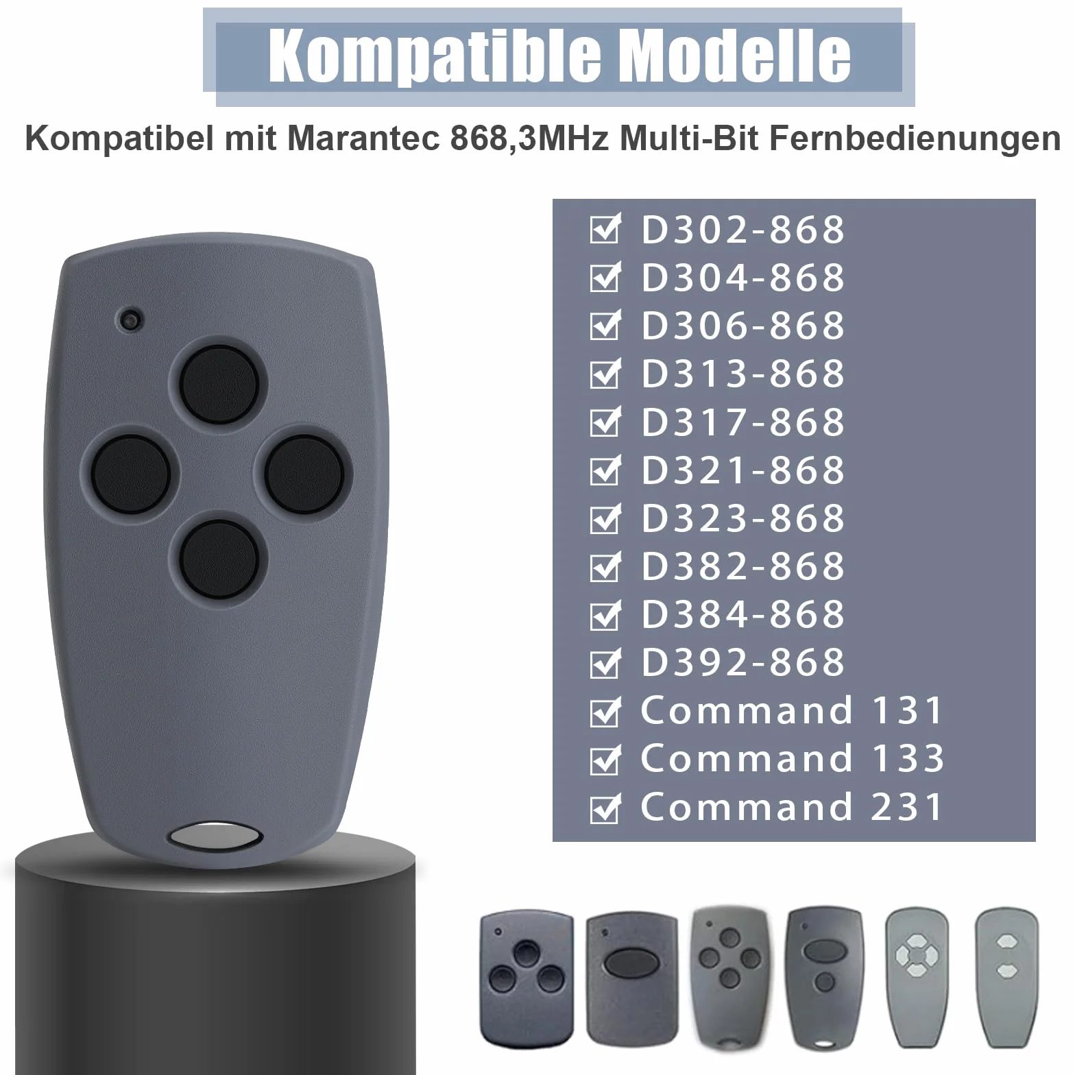 Pilot do bramy garażowej Marantec D304-868 kompatybilny 868.3MHz