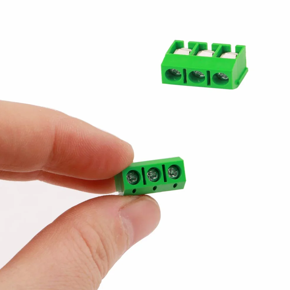 Zestaw 60 sztuk 3-pinowych złączy śrubowych PCB 5,08 mm zielony 10A 300V