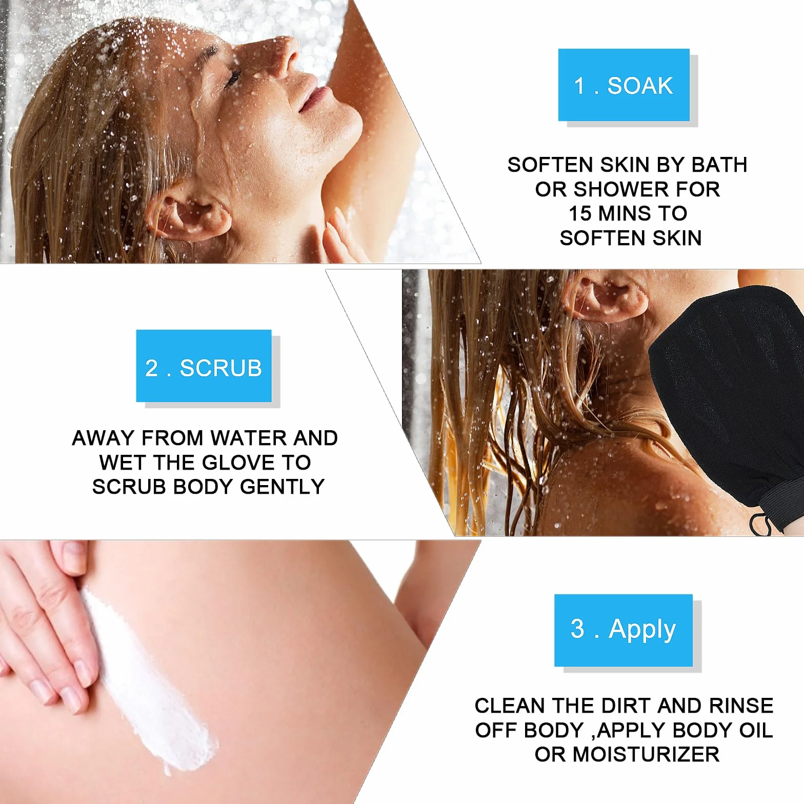 Rękawice złuszczające 2PCS, głęboko złuszczający peeling do ciała pod prysznic, złuszczająca rękawica do peelingu ciała, zmywacz martwej skóry i rękawica złuszczająca dla kobiet i mężczyzn