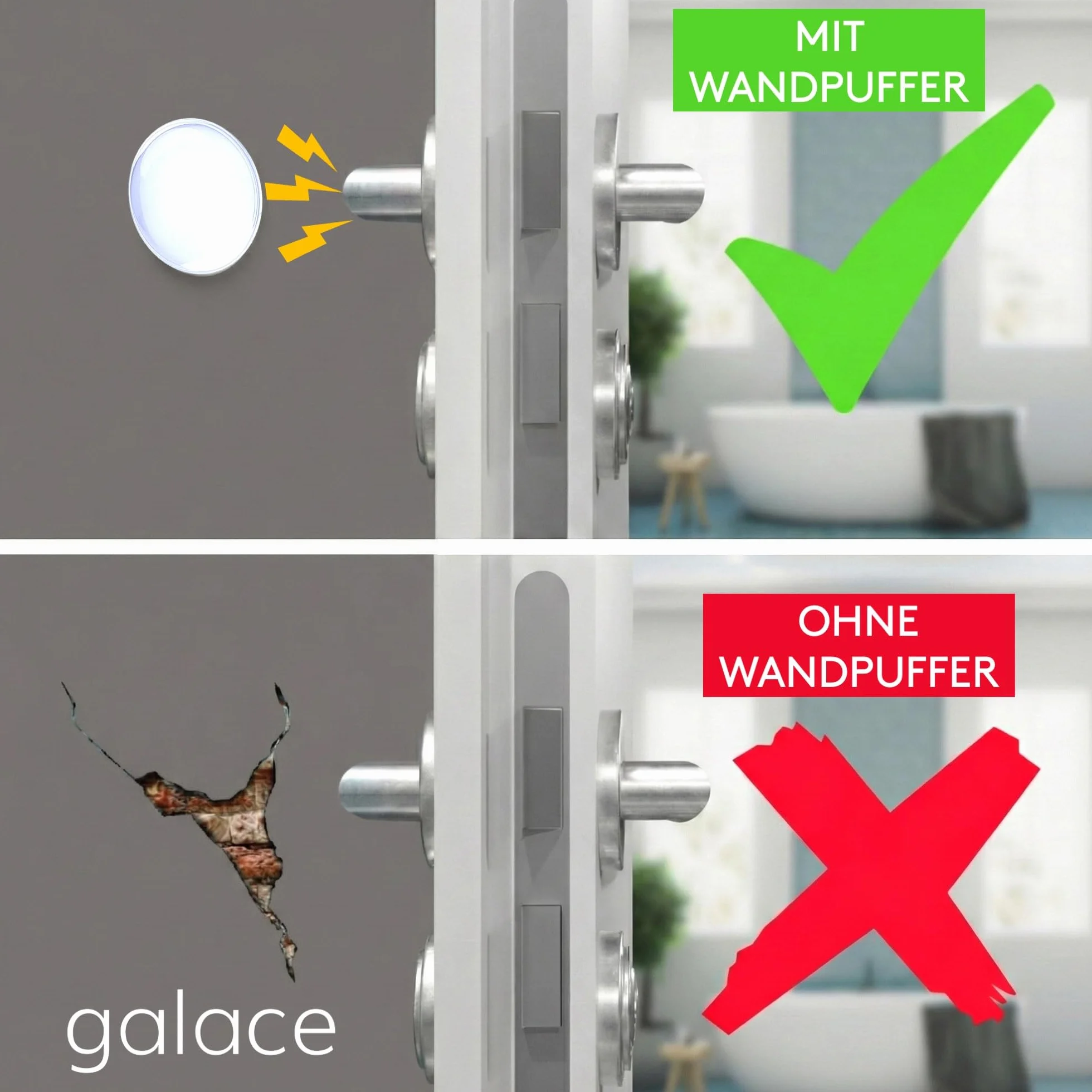 GALACE Samoprzylepny odbojnik do drzwi biały 40 mm 12 sztuk – zderzak ochronny ściany stoper ogranicznik