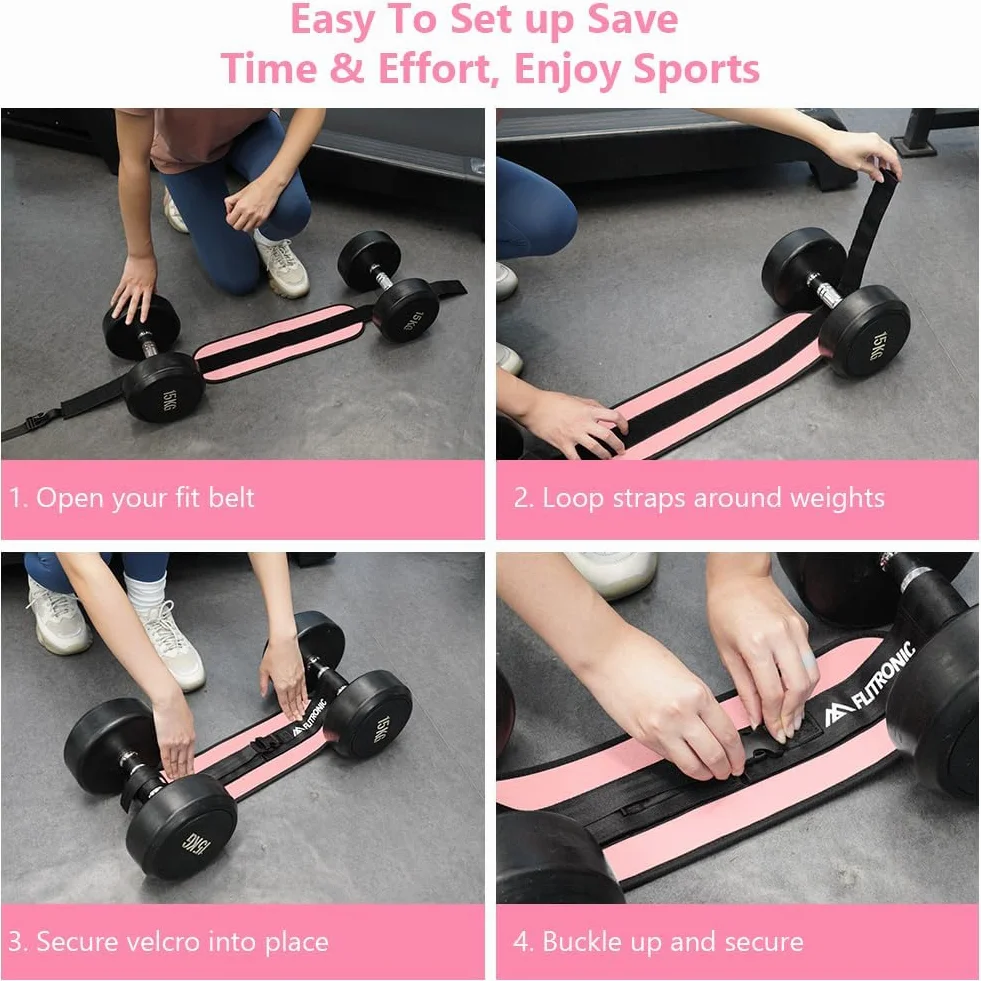 flintronic Pas biodrowy do ćwiczeń, pas do bioder, regulowany pas biodrowy z dodatkową wyściółką do hantli, kettlebells, siłowni, fitnessu, kulturystyki, podnoszenia ciężarów, różowy