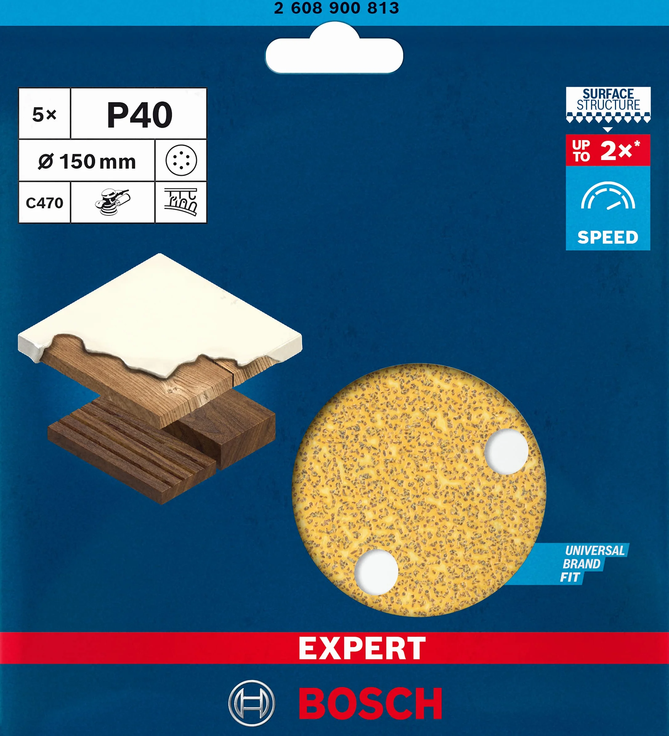 Bosch Professional Papiery ścierne EXPERT C470 6 otworami Ø 150 mm Ziarnistość 40