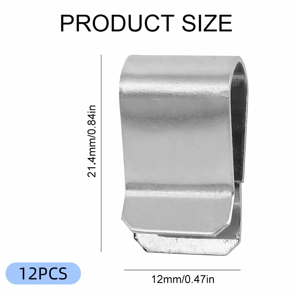 Klips ze stali nierdzewnej U 21,4 x 12 mm, klamry mocujące, 12 sztuk