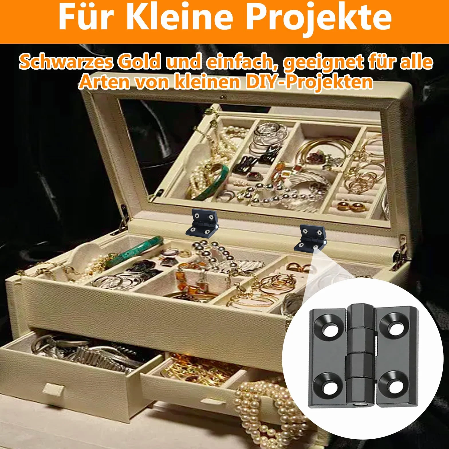 Metalowe zawiasy składane 40 mm × 40 mm ze stopu cynku czarne do drzwi szafy okna