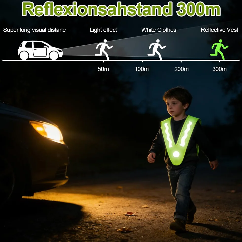 Kamizelka odblaskowa AYBUY dla dzieci, 2 sztuki, kamizelki odblaskowe, dziecięca kamizelka bezpieczeństwa do jazdy na rowerze, uprawiania sportu, biegania i chodzenia (kształt litery V)