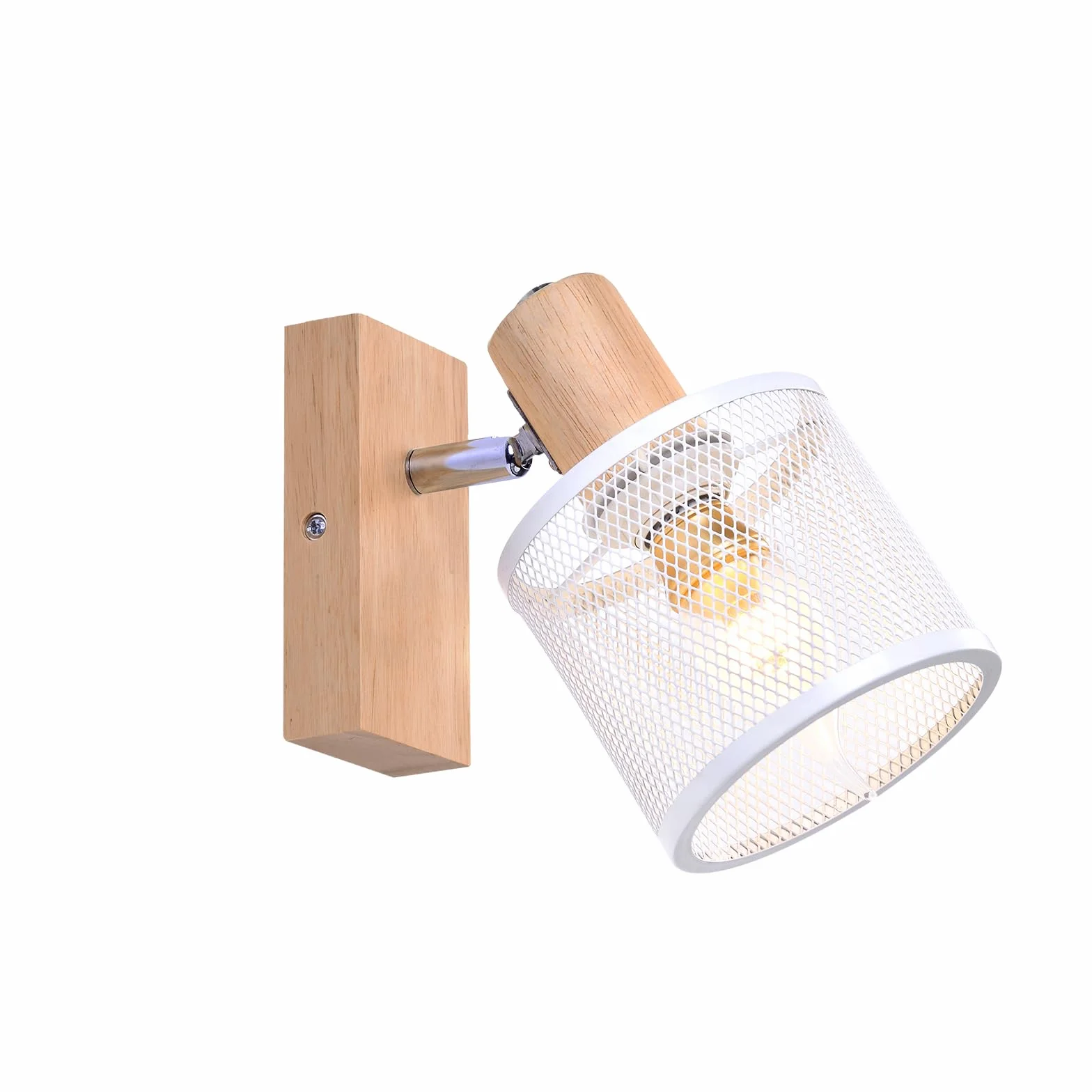Lampa sufitowa LED vintage drewniana E14 faretto orientabile