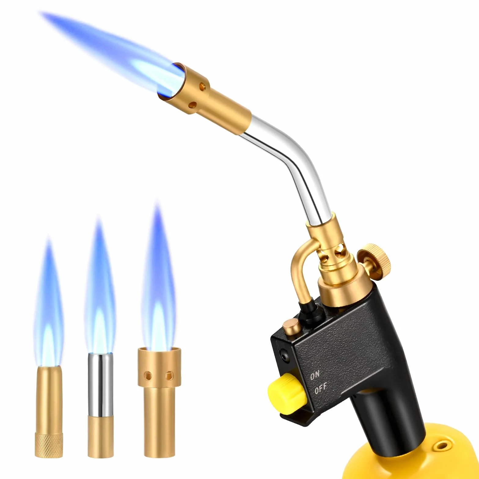 GJ-8000 Propan Torch Kit mit Selbstzündung, Messingknopf, 3 Düsen