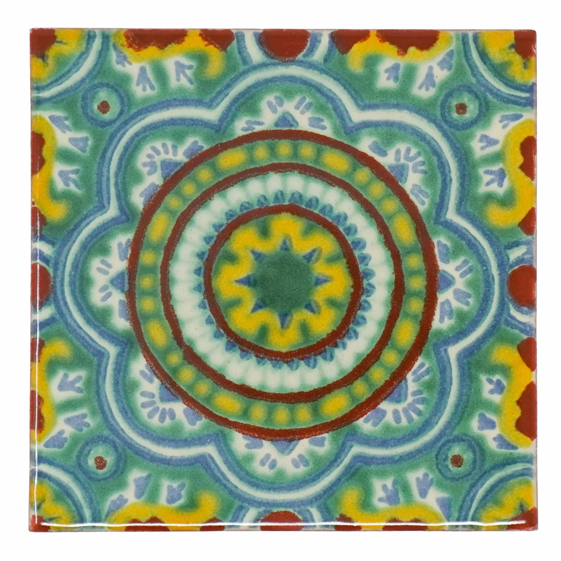 Mexikanische handgemachte Talavera Fliese 10.5cm Einzelfliese
