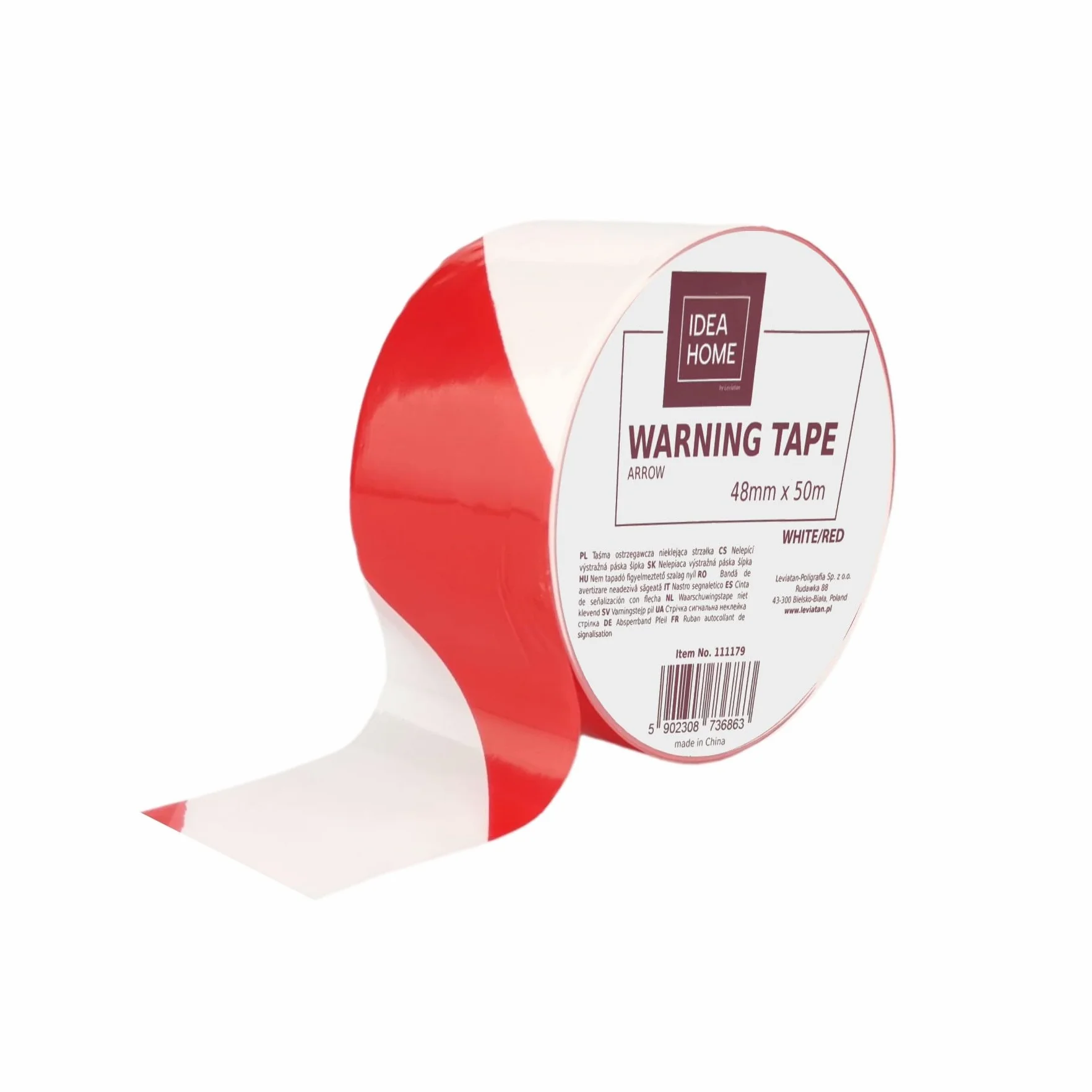 IDEA HOME Taśma sygnalizacyjna 50 m x 48 mm LDPE czerwona biała