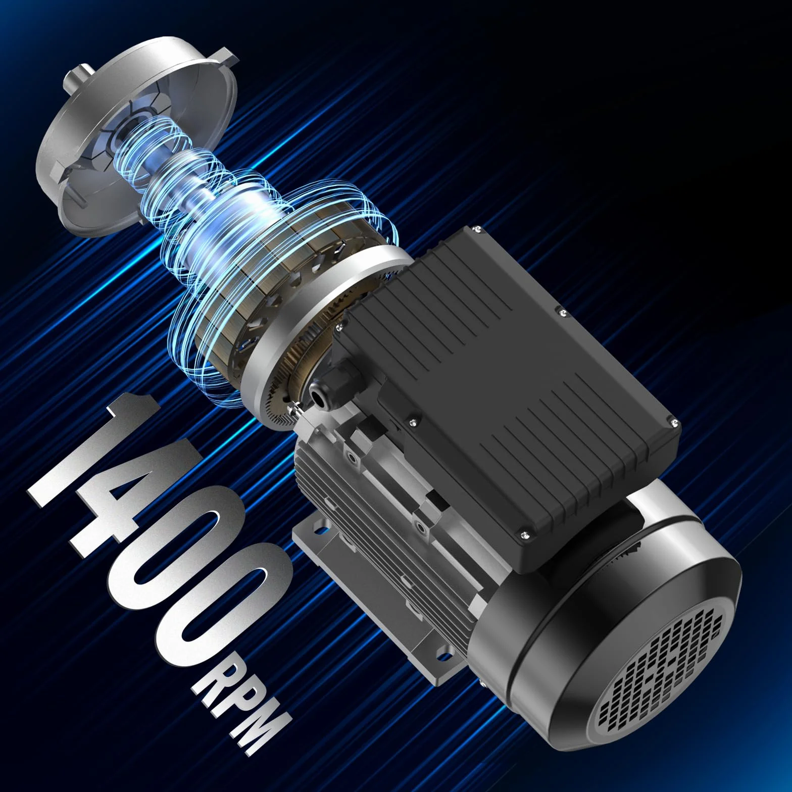VEVOR Silnik elektryczny 1,5 kW jednofazowy 1400 obr/min AC 220-240 V rama 90L B34 wał sześciokątny 24 mm