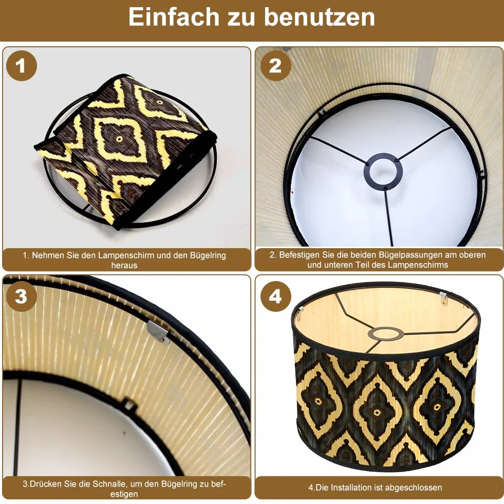 Lampy ścienne bambusowe dekoracyjne abażury E27 vintage duże