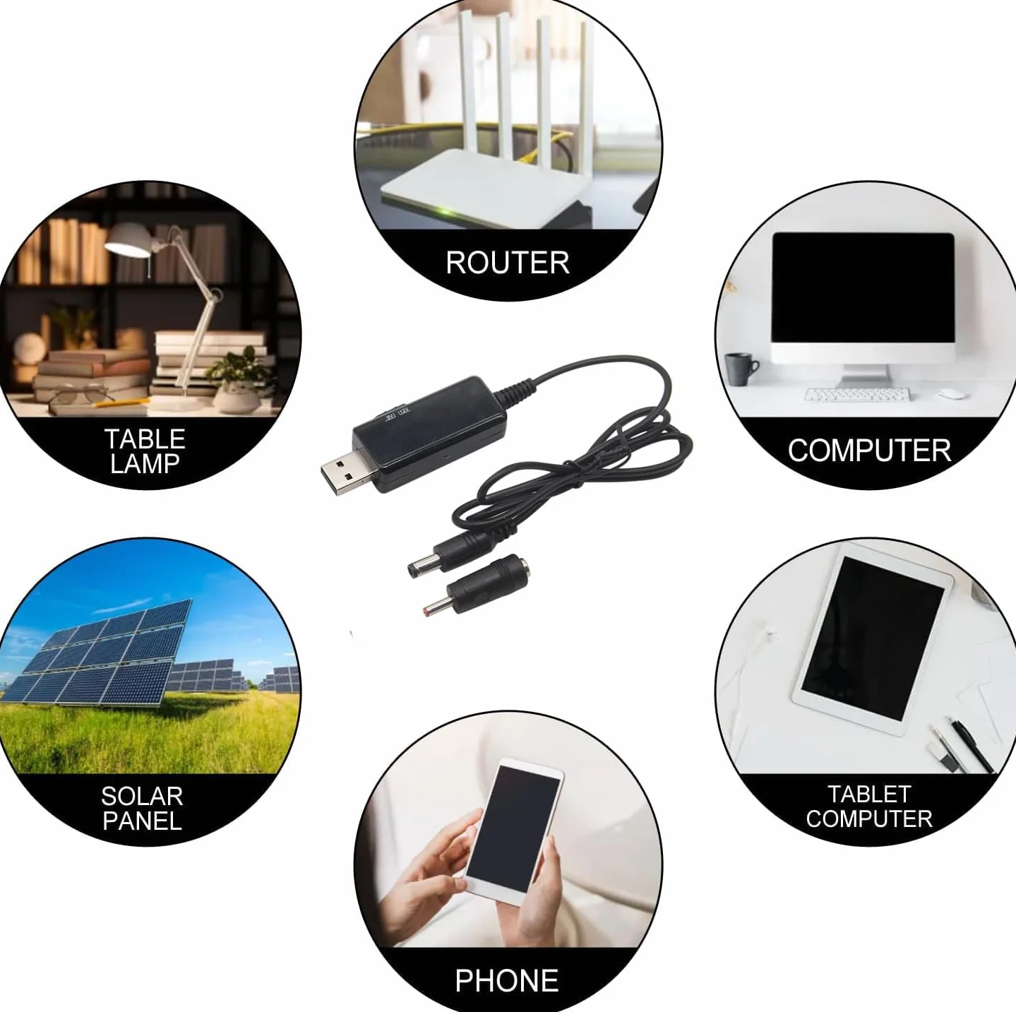 RUNCCI-YUN Kabel USB Boost Converter DC 5V na 9V 12V USB na DC 5,5x2,1mm 3,5x1,35mm Step-up Zasilacz Adapter