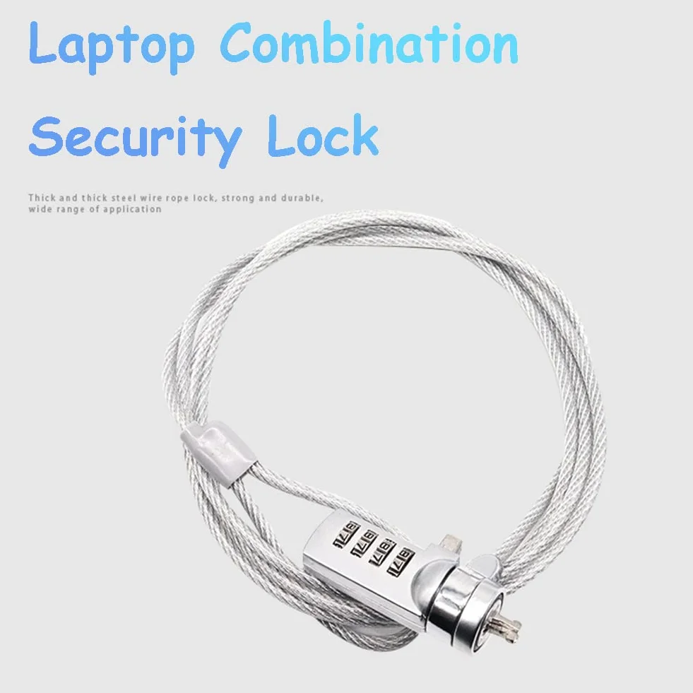 Kombinowany kabel zabezpieczający z czterocyfrowym hasłem, kabel blokady bezpieczeństwa laptopa i tabletu, antykradzieżowy