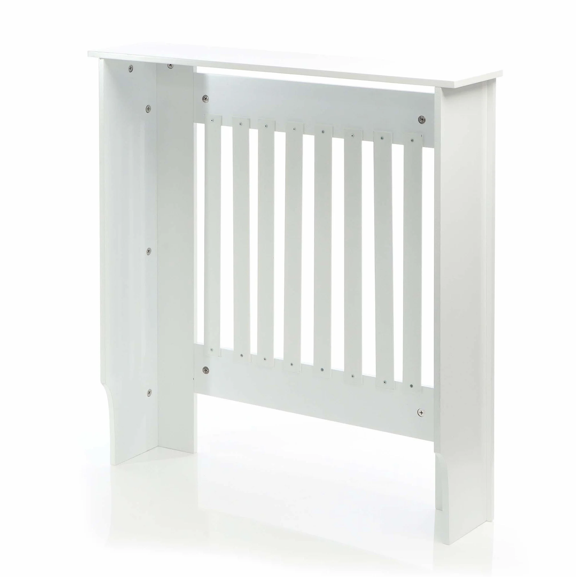 Osłona na kaloryfer żeberkowy MDF biała 78 x 19 x 82 cm lamelowana maskownica