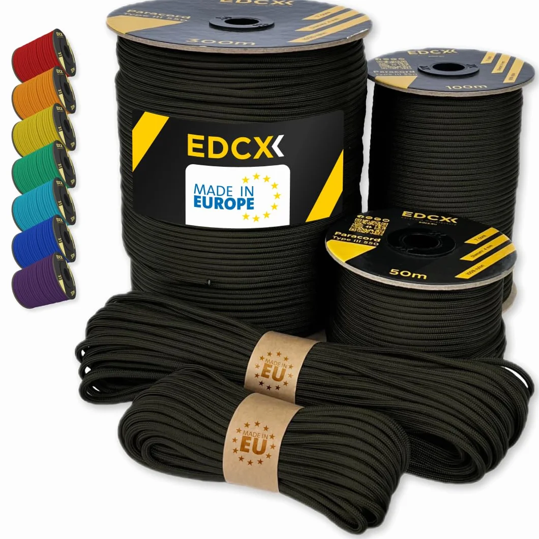 Paracord 4mm 100% Nylonowa Lina 550 Typ III 35 kolorów 10m 15m 30m 50m 100m 300m