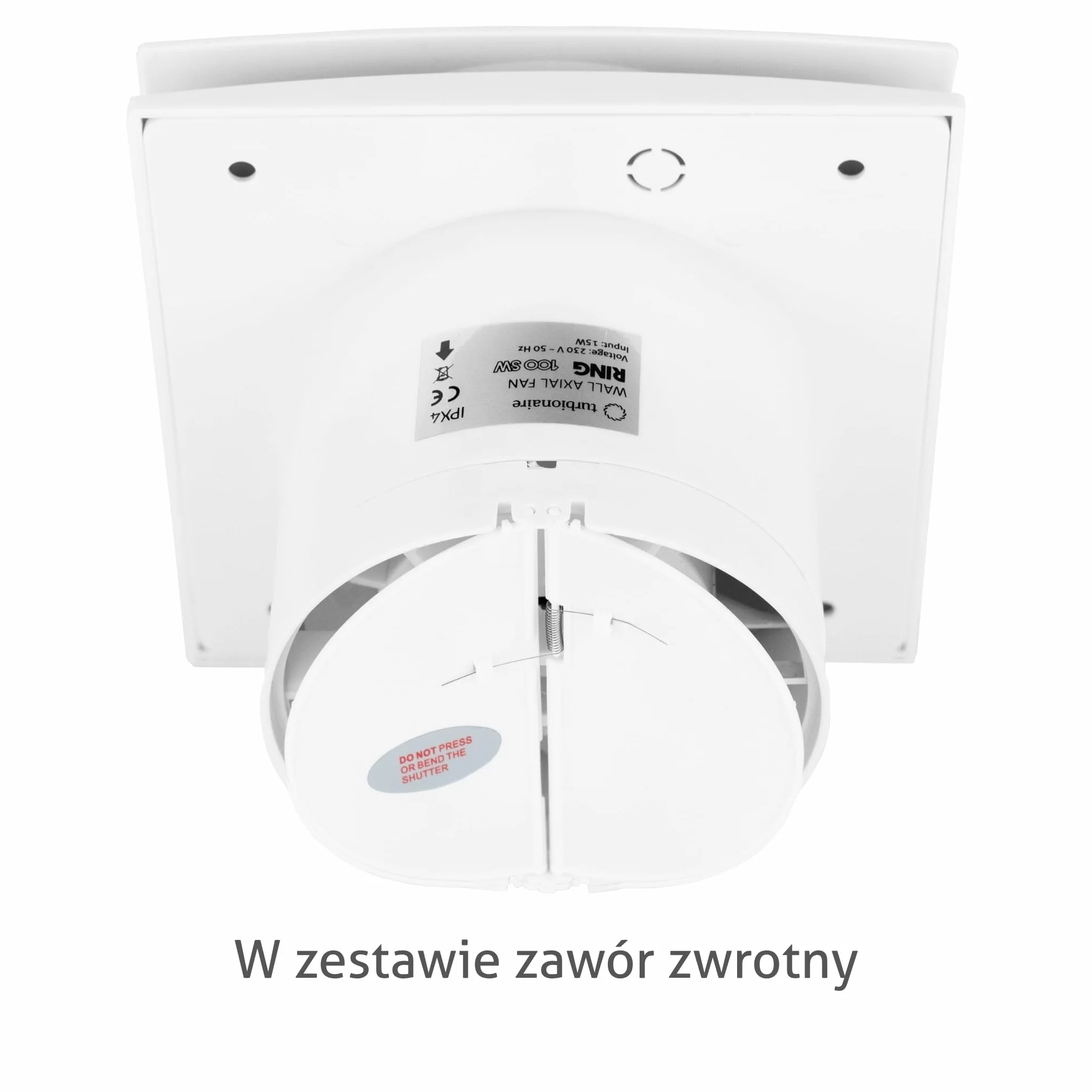 Turbionaire RING 100 SW Cichy Wentylator Łazienkowy z Podwójnym Zasysaniem Ø100mm IPX4 Biały