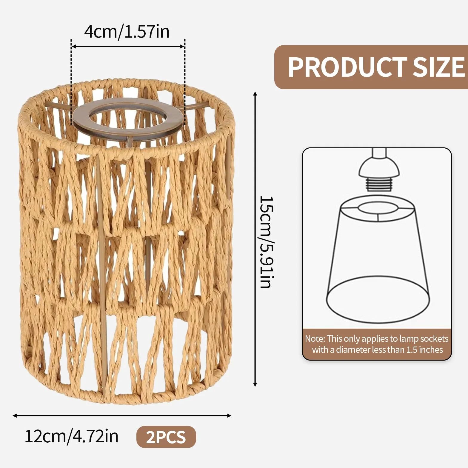 Abażur boho cylindryczny rattan lampa zewnętrzna 2 sztuki