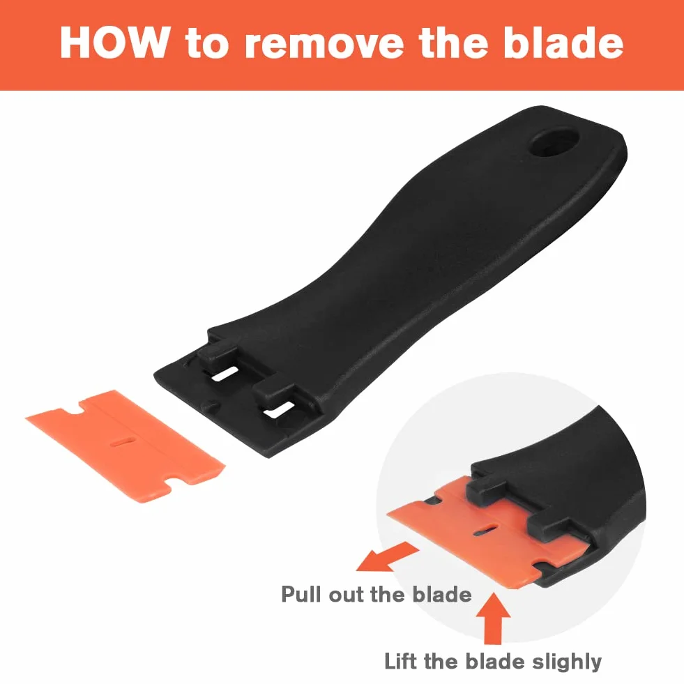 Ainiv Plastic Scraper, Skrobak z 20 wymiennymi ostrzami, Wielofunkcyjny skrobak czyszczący do usuwania naklejek, etykiet, farby, kleju - czarny