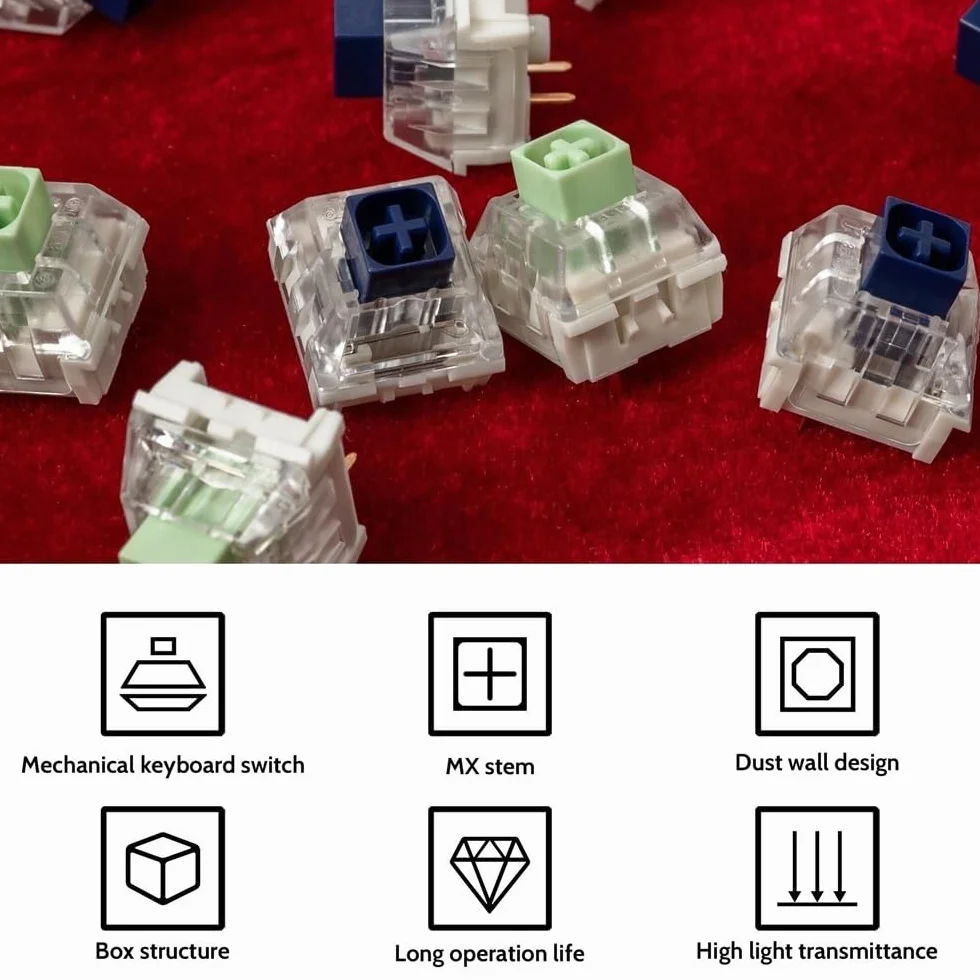 Kailh Box Jade Switch 3Pin Thick Clicky Switch for Custom Mechanical Keyboard 30PCS