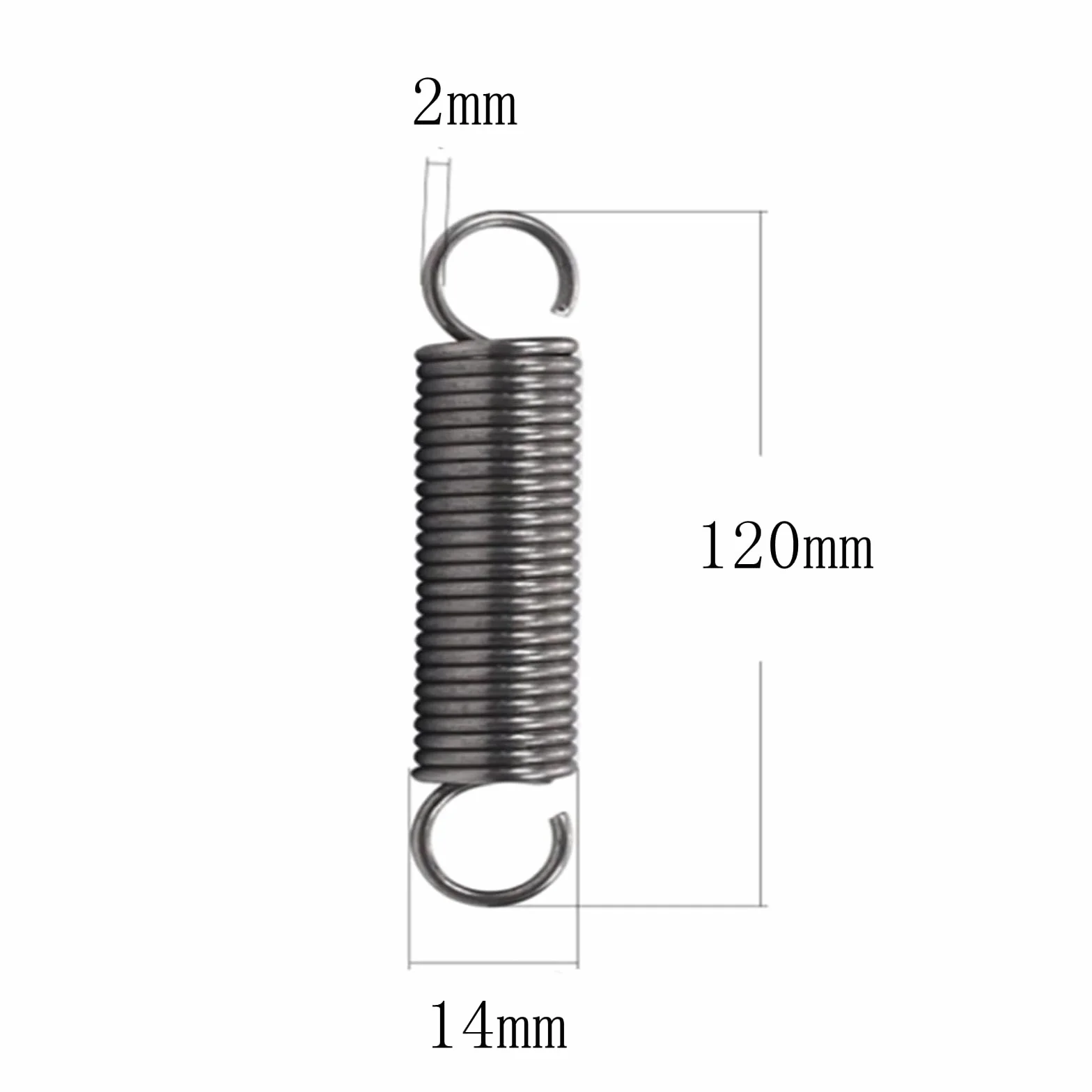 Sprężyna naciągowa 2 x 14 x 120 mm stal sprężynowa podwójne haki 2 sztuki