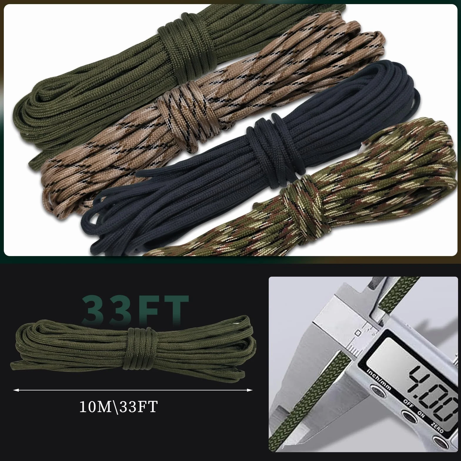 40 m Paracord 4 mm, 4 sznurki 4 mm nylonowe liny, 7 rdzeni