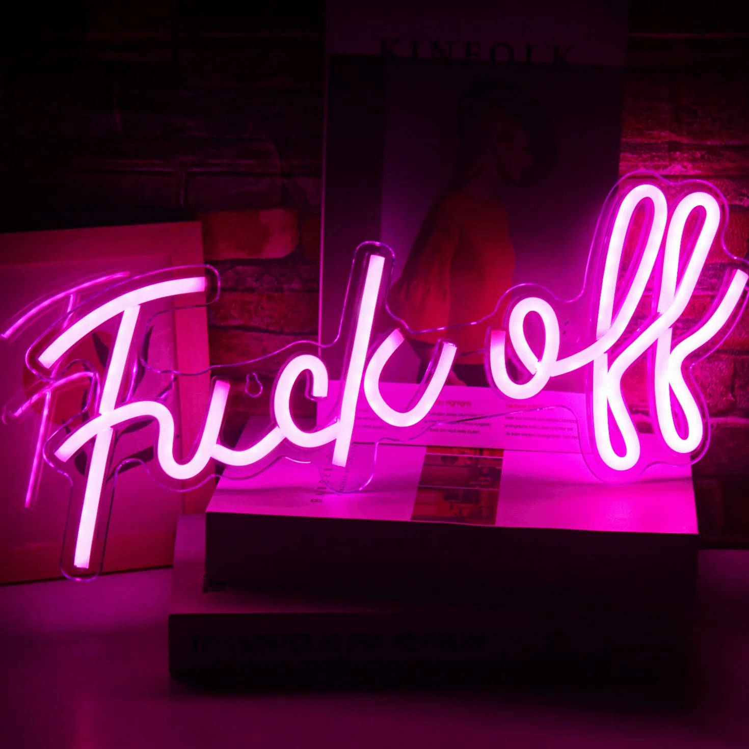 Neonowy znak Fuck Off różowe słowo LED neonowe znaki świetlne akrylowe USB LED światła do sypialni lampa listowa do baru pubu dekoracje domu 40 cm x 20 cm