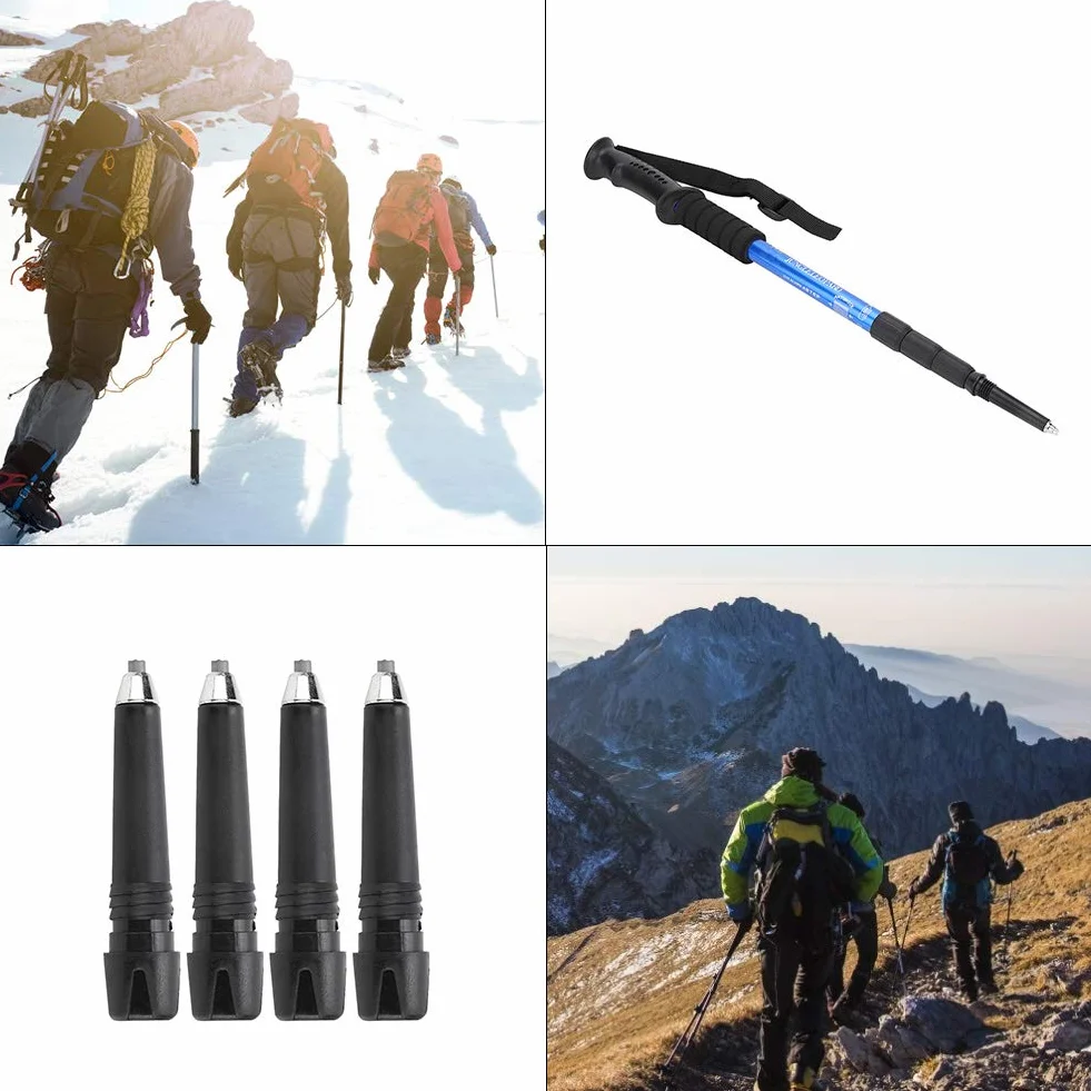 4 szt. Alpenstock gumowe wskazówki spacerowe do kijów turystycznych, zapasowe kije do kijów turystycznych Alpenstock