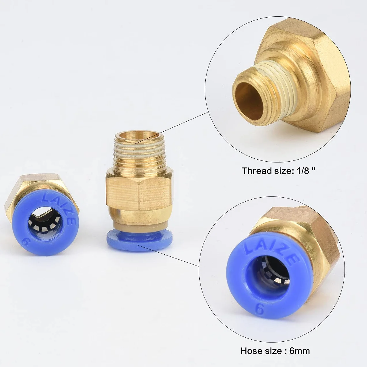 Złącze wtykowe szybkozłącze pneumatyczne G1/8" x 6 mm 5 sztuk złączka śrubowa wtykowa