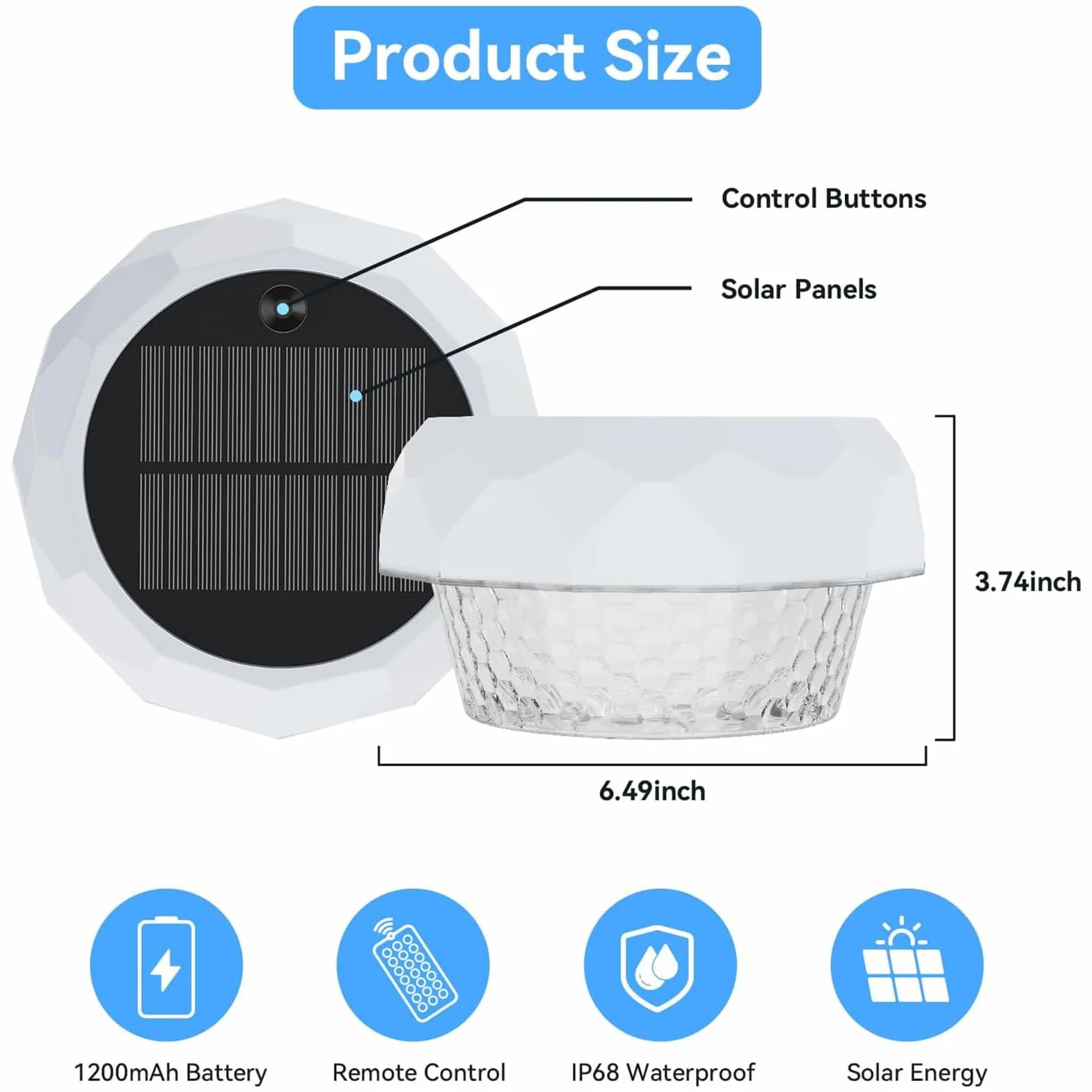 yowin Solarne lampy do stawu RGB LED IP68 pływające oświetlenie basenowe