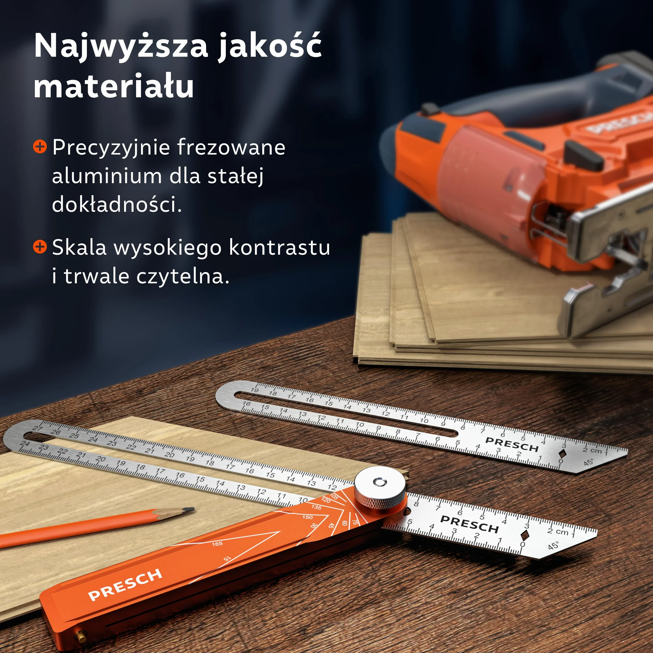 Presch Linijka Kąta Aktywności 190mm 270mm Precyzyjne Przenoszenie Kątów T-fazowy z Frezowanego Aluminium i Stali Nierdzewnej