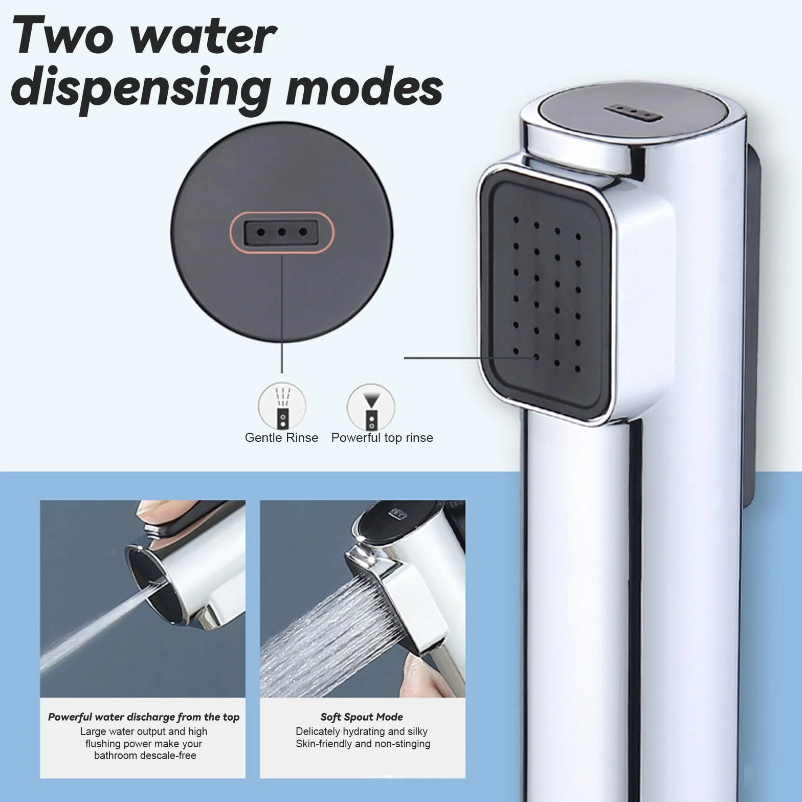 Bidet słuchawka prysznicowa z podwójnym strumieniem, dysza ABS