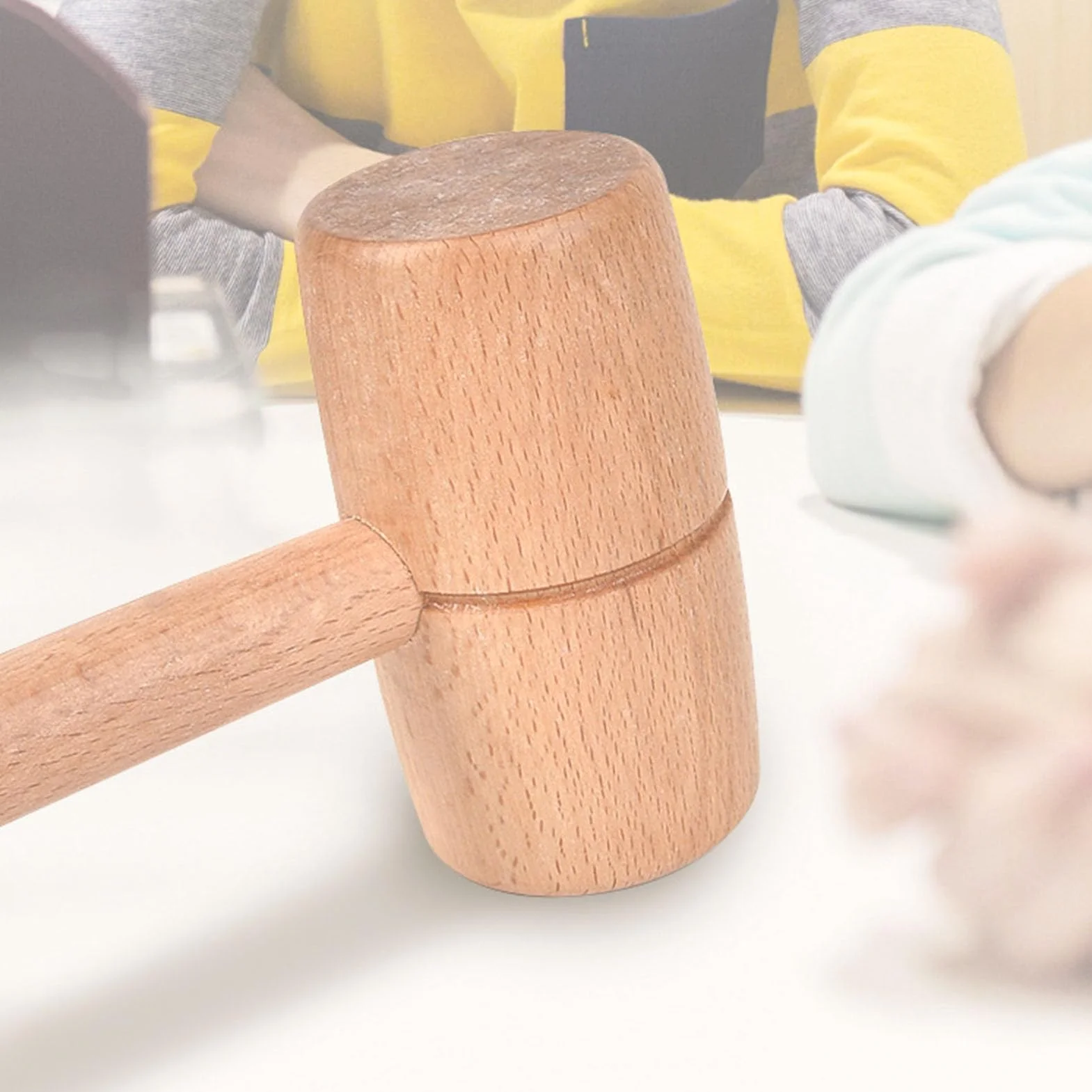 Drewniany młotek ciesielski z litego drewna bukowego okrągła główka lekki przenośny do DIY