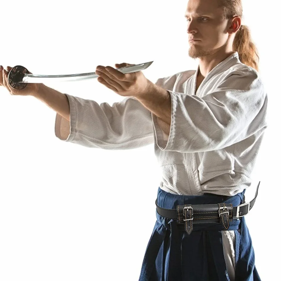 Unisex skóra PU rapier pochwa uchwyt pas talia pochwa średniowieczny miecz kabura rycerz broń bojowa rapier pierścień pasek pasek kabura kostium miecz pasek rekwizyty cosplay