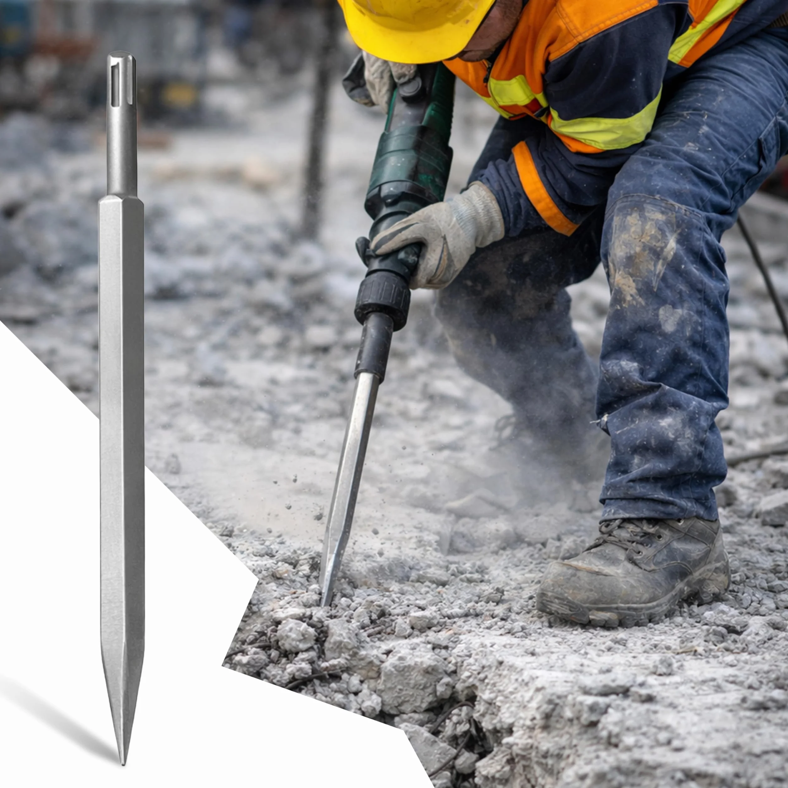Retoo SDS Plus 4-częściowy zestaw dłut 250 mm do betonu, cegły, asfaltu