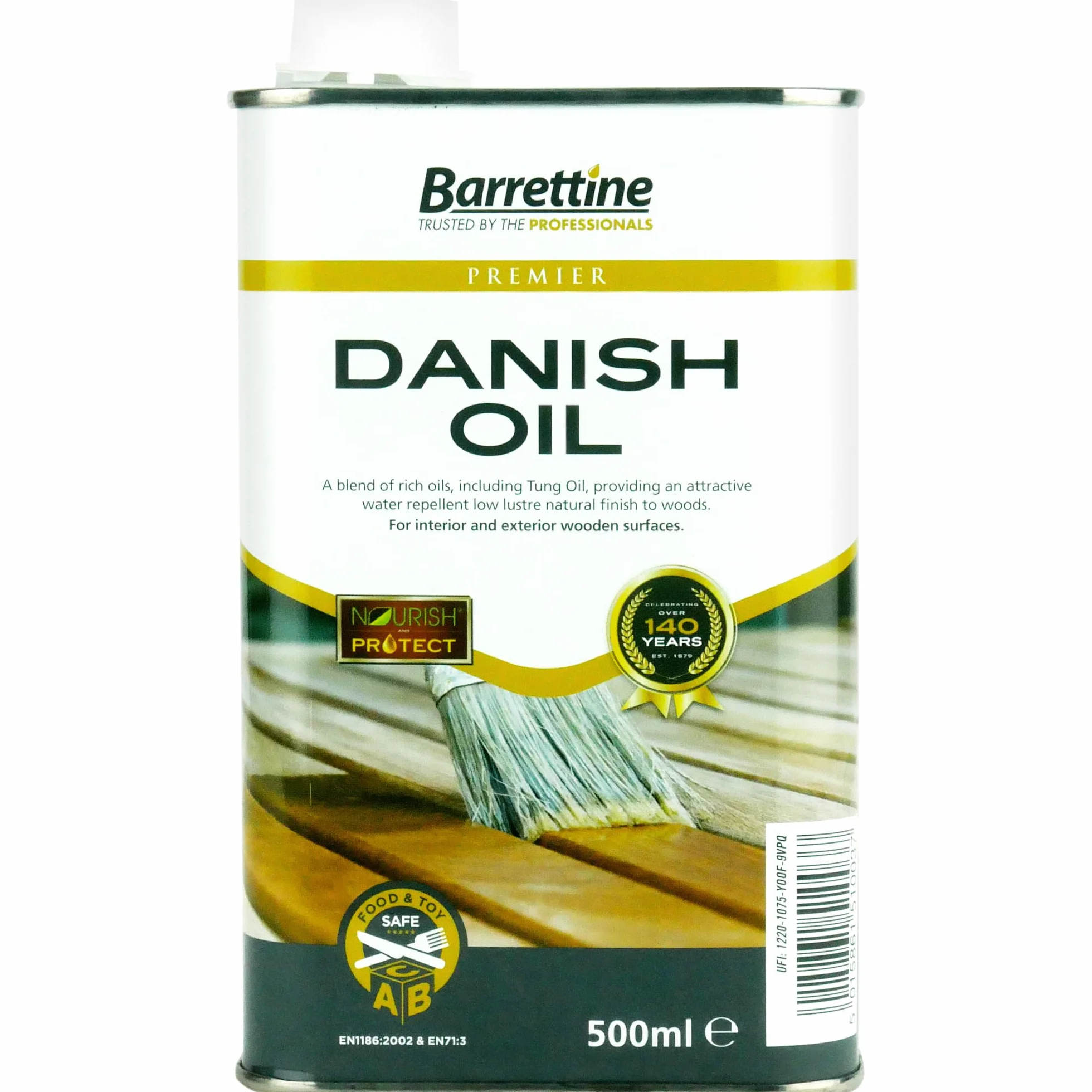Barrettine Premier Danish Oil 500 ml – wodoodporny olej do drewna