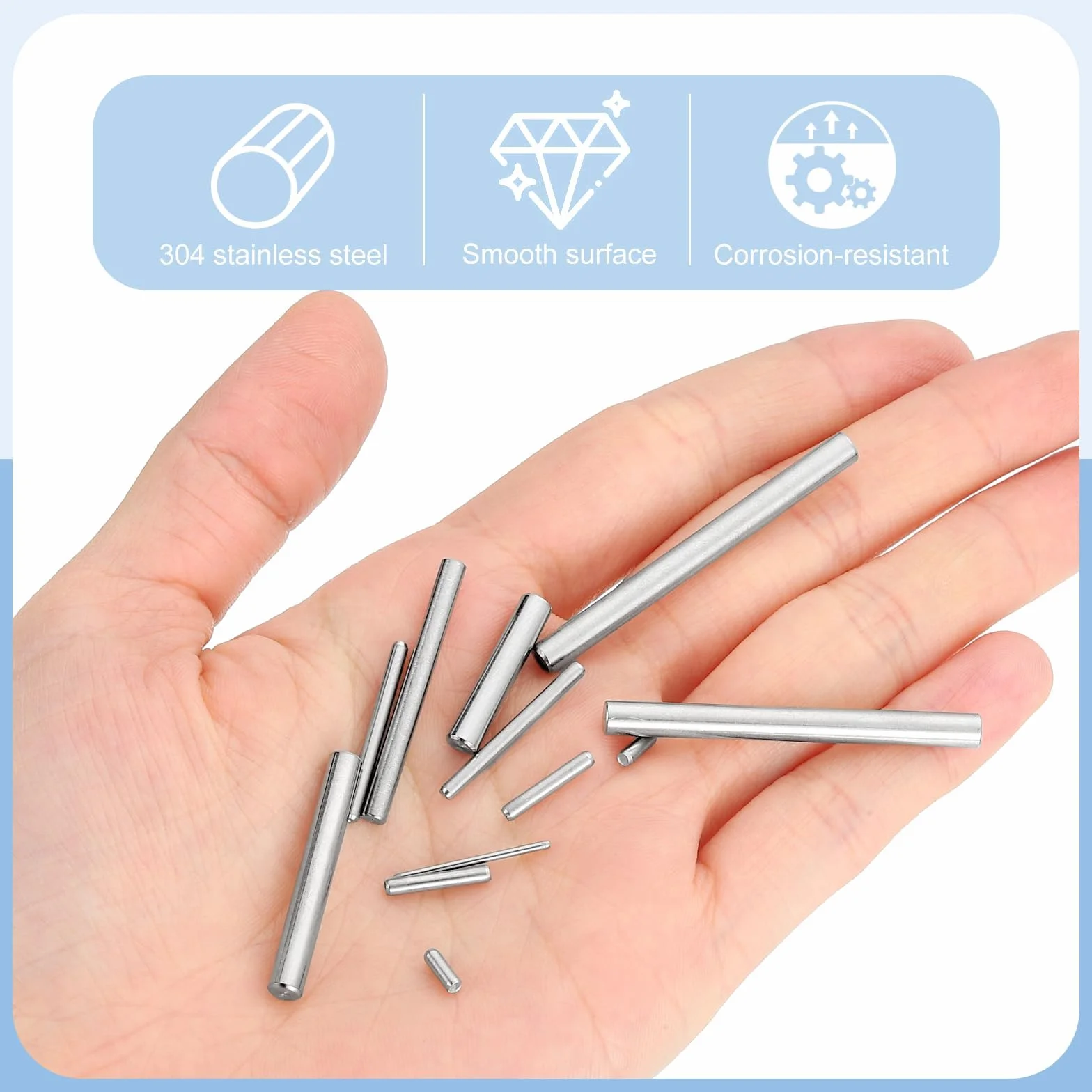 QUARKZMAN 110 sztuk kołków rozporowych 3 mm x 16 mm trzpień podporowy do regału ze stali nierdzewnej 304 kołki do regałów szafek mebli niklowane srebrne powlekane