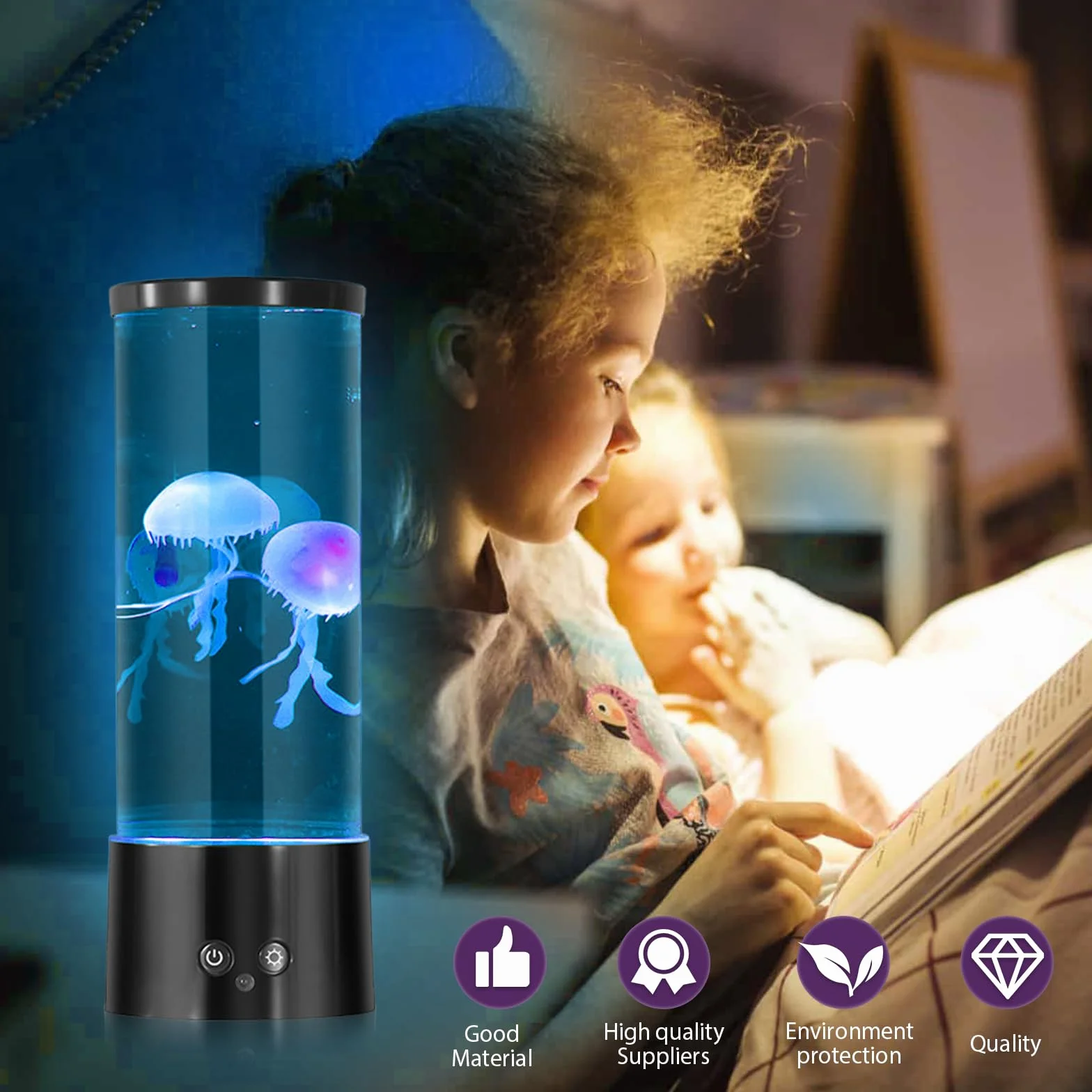 Lampa LED z meduzami LED, 17 kolorów i 4 tryby świecenia, Bluetooth Jellyfish Lamp z pilotem zdalnego sterowania, USB, nastrojowe światło do sypialni
