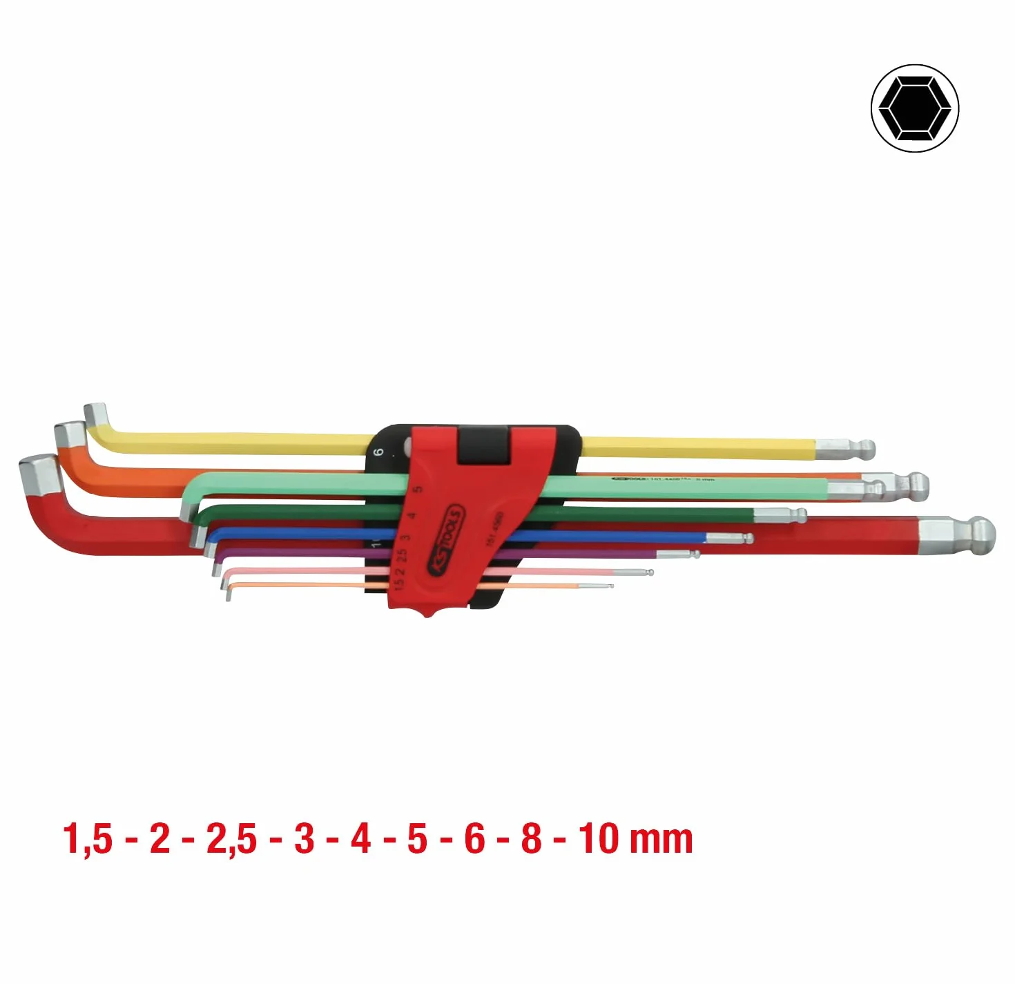 KS Tools 151.4560 Zestaw kluczy kątowych imbusowych 9-szt 108° odgięty