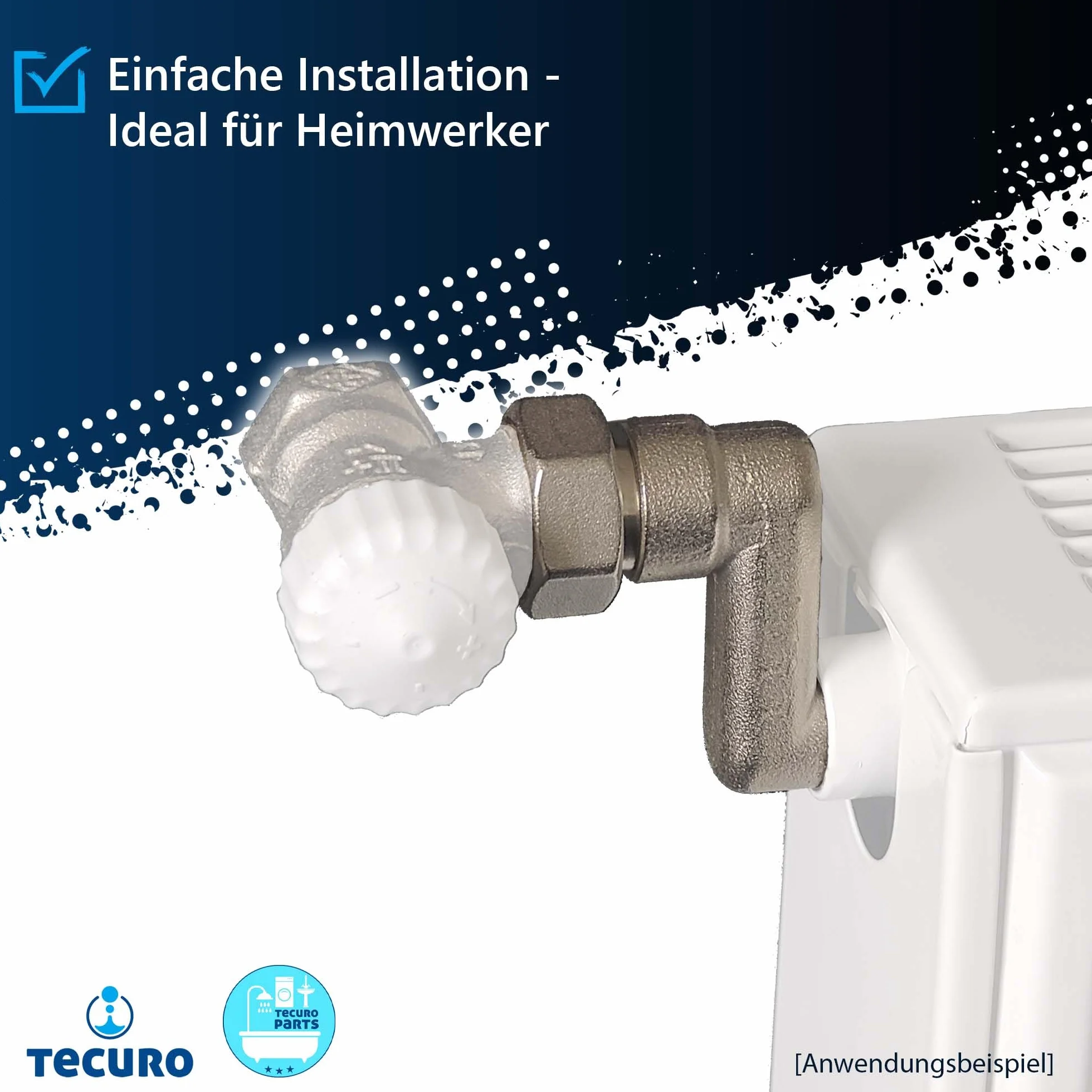 Tecuro Grzejnik S-Connector 30 mm Regulacja wysokości z Eurocone DN 15 Gwint zewnętrzny x DN 20 Nakrętka Unionowa Mosiądz Niklowany AGS-30