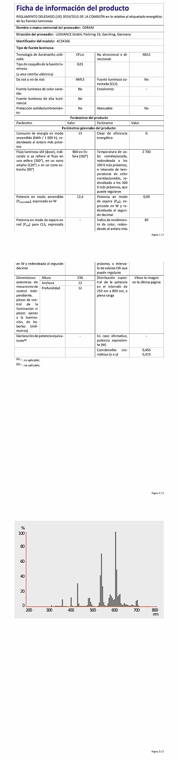 Osram DULUX S 11W/827 Lampa Energooszczędna G23 11W Ciepła Biel 900 Lumenów