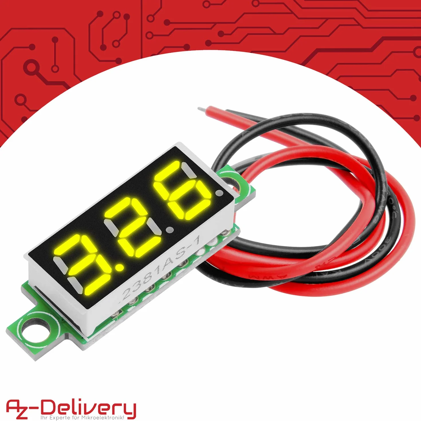 AZDelivery 3 x 0,28 cala Mini woltomierz cyfrowy z 7-segmentowym wyświetlaczem LED 2,5 V - 30 V, wyświetlacz napięcia, moduł pomiaru napięcia, 4 kolorowy wyświetlacz kompatybilny z Arduino i E-book w zestawie!