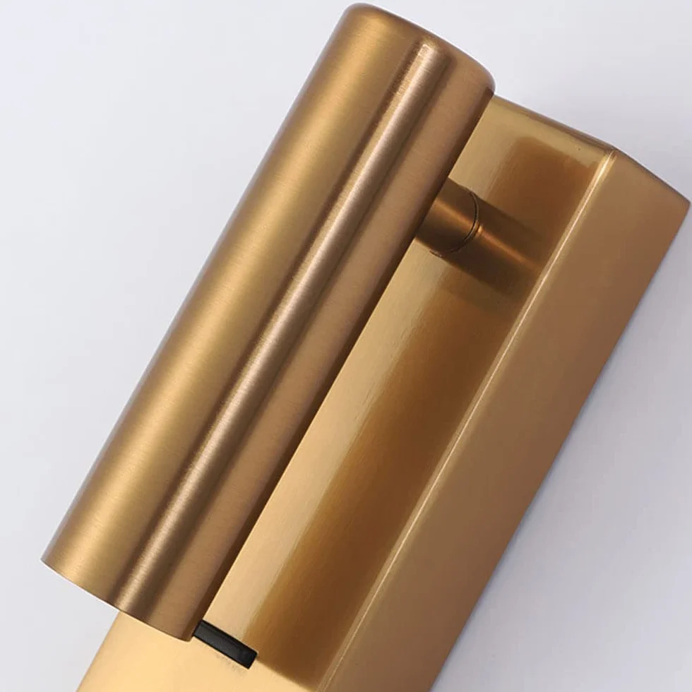 Złoty kinkiet do czytania przy łóżku, mini metalowy kinkiet ścienny z portem USB, regulowany kinkiet 350°+90°, nowoczesne kinkiety LED, minimalistyczne kinkiety oświetleniowe