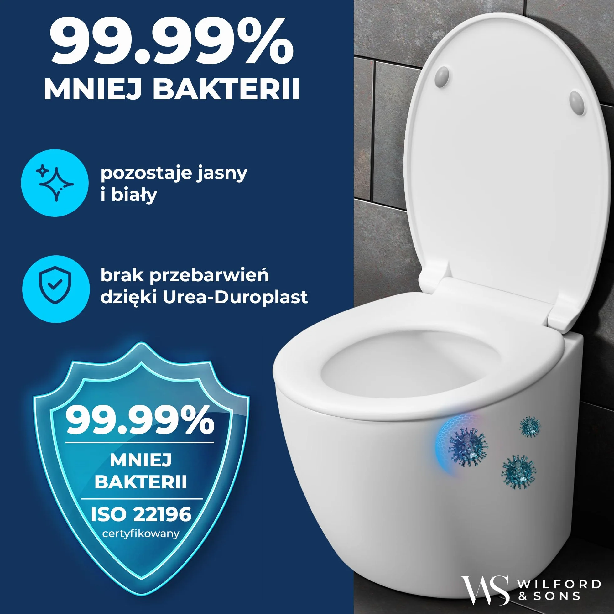 Wilford & Sons Deska sedesowa z cichym domykiem biała O duroplastowa zdejmowana