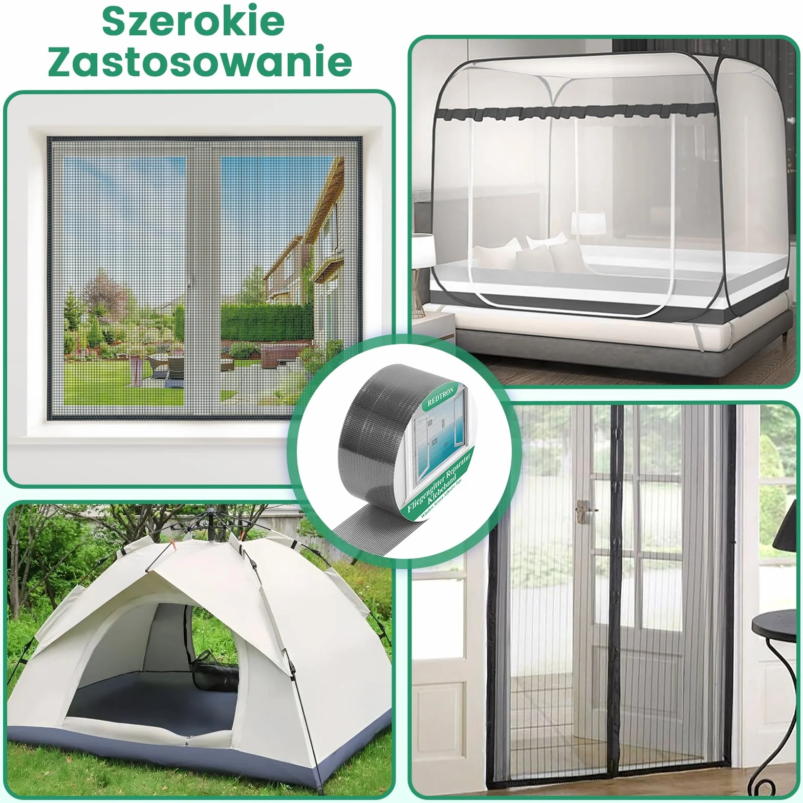 REDTRON taśma naprawcza do moskitiery 48mm×10m Czarny zestaw naprawczy