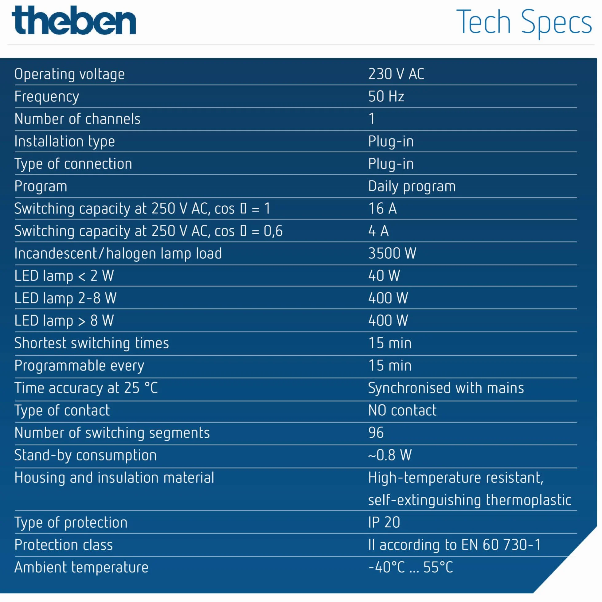 Theben 0260030 Timer 26 - analogowy, timer do gniazd, wtyczka programu czasowego, biały, do 400 W mocy przełączania LED