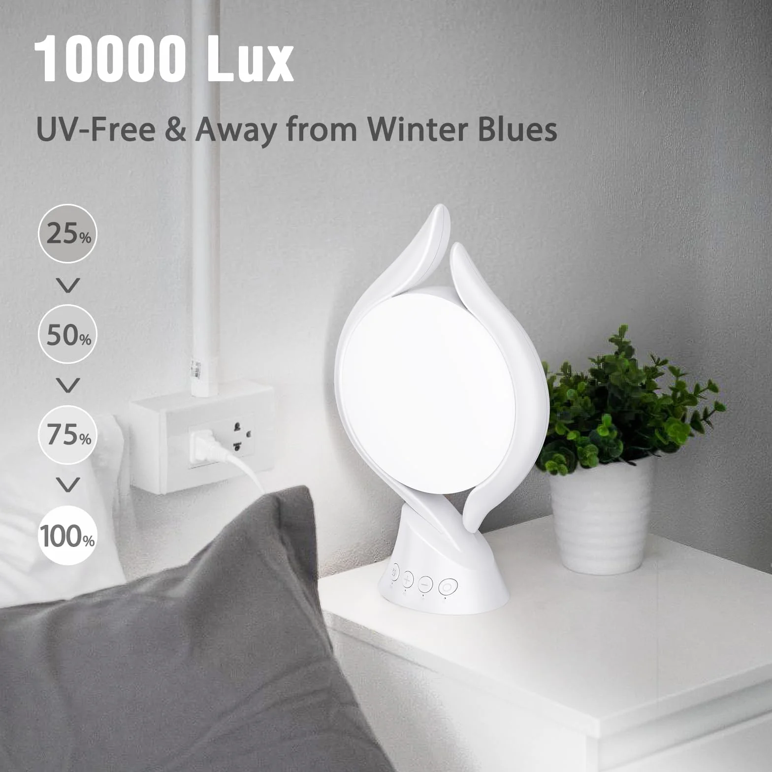 Lampa do terapii światłem 10000 Lux z 3 trybami temperatury (biała)