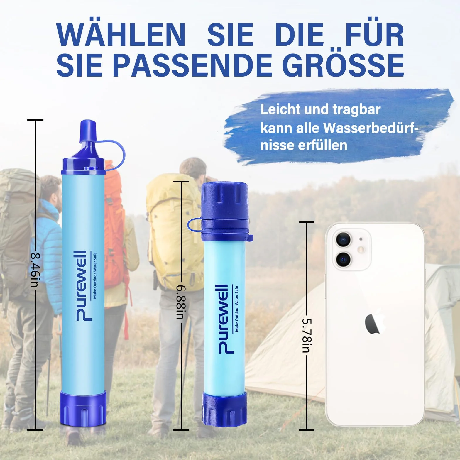 Purewell Outdoor filtr do wody, osobista filtracja wody, słomka, awaryjna survival gear, uzdatniacz wody na kemping, wędrówki, wspinaczkę, podróże z plecakiem